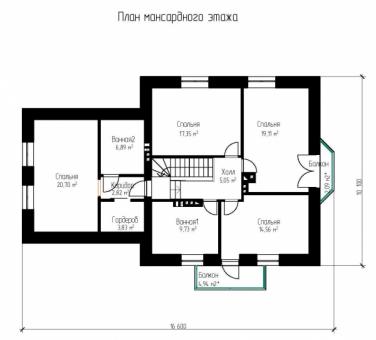 Одноэтажный дом с мансардой, погребом и гаражом